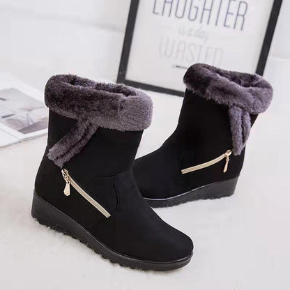 Women's Outdoor Winter Snow Boots Non-slip Warm Boots Fur Short Ankle Boots Slip-on Boots Cotton Boots Plus Size EU35-43