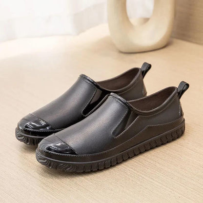 Pumps Ladies Anti-Slip Water Shoes Short Tube Car Wash Kitchen Work Rain Boots Flat Bottom Wear-resistant Embossed Design