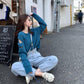 Plus Size Spring and Autumn Sweater Korean Fashion Casual Sexy Blouse Solid Color Strapless Youth Female Jacket