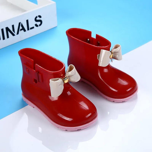 Children's Rain Shoes Water Shoes Non Slip Girls and Boys Bow Decoration Rain Boots Cartoon Four Seasons Rubber Rain Boots