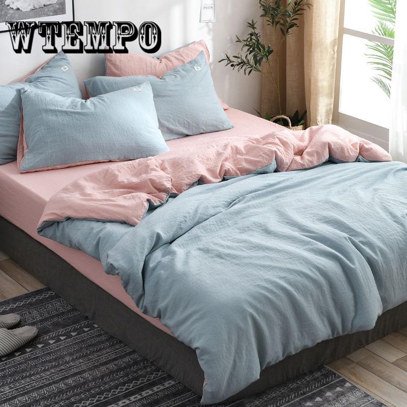 Bedding Set Classic Pure Color Bed Linen Comfortable Cotton Duvet Cover&pillowcase