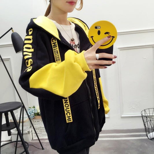 Wild Large Size Long Sleeve Warm Hooded Top Autumn and Winter Sweater Cotton Female Sweatshirt