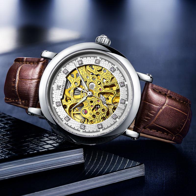 Automatic Mechanical Men Wristwatch Sport Male Clock Luxury Steel Skeleton Waterproof Man Watch