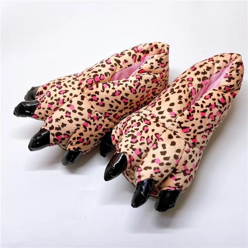 Cartoon Autumn and Winter Dinosaur Paw Cotton Shoes Multi-color Tiger Paw Cotton Slippers Cute Couple Lover's Non-slip Warm Shoes