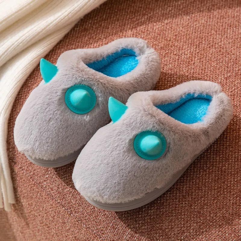 Children's Cotton Slippers Autumn Winter Indoor Warmth Non-slip Cute Baby Half-coated Slippers for Girls