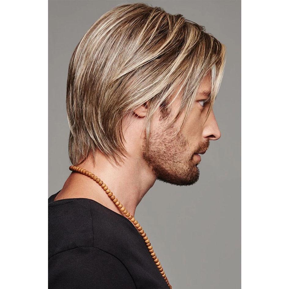 Men's Wig Blonde Straight Natural Hair Man Hairstyle Brown Toupee for Daddy Replacement Wigs Gifts