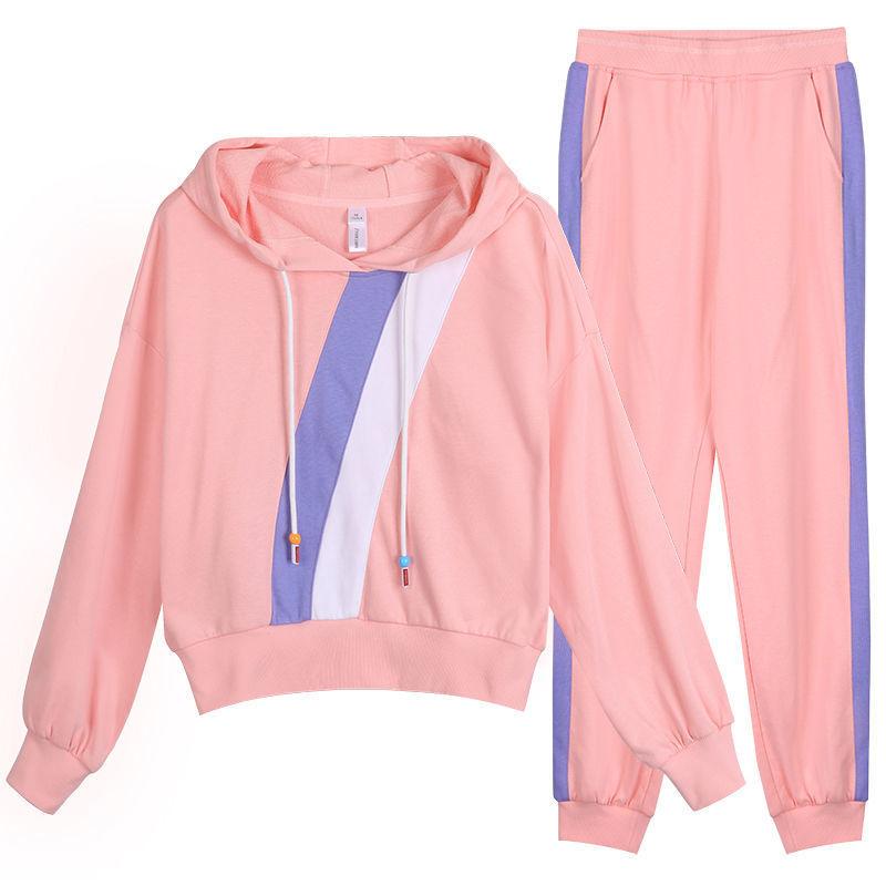 2pcs Set   Women Hoodies Tracksuits  Hooded Sweatshirt Two Pieces Set Casual Long Sleeve Hoodie Sport Pants Suit