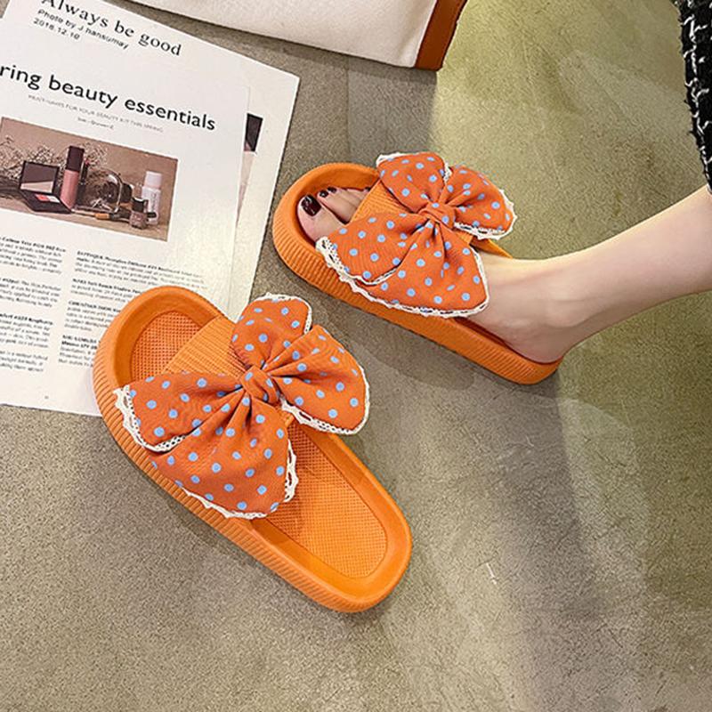 Western Style Sandals Female Summer Fashion Outer Wear with 4cm Slippers Step on Shit Sense Student Cute Bow