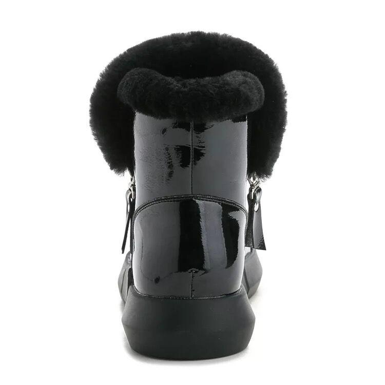 Waterproof Leather Snow Boots Woman Short Boots Women Long Plush Warm Ankle Booties Flat Footwear High Top Casual Sports Side Zipper Cotton Boots