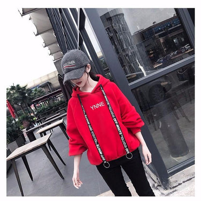 Warm hooded tops autumn and winter sweater cotton women's sweatshirt wild large size long sleeve