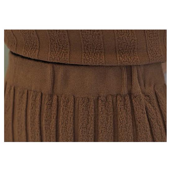 Winter Thick Two-piece Suit Women's Knitted Dress Autumn Lace Over The Knee Long Sweatshirt Suit Skirt
