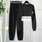 Fried Street Western Style Suit Women's Fashion Short Solid Color Sweater Spring Autumn Sports Leisure Leggings Two-piece Set Women