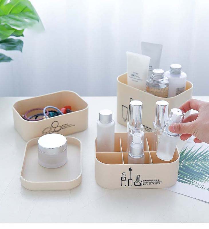 Surrural Storage Box Desktop Plastic Box Bathroom Cosmetics Finishing Box Kitchen Storage Box Snack Storage Basket