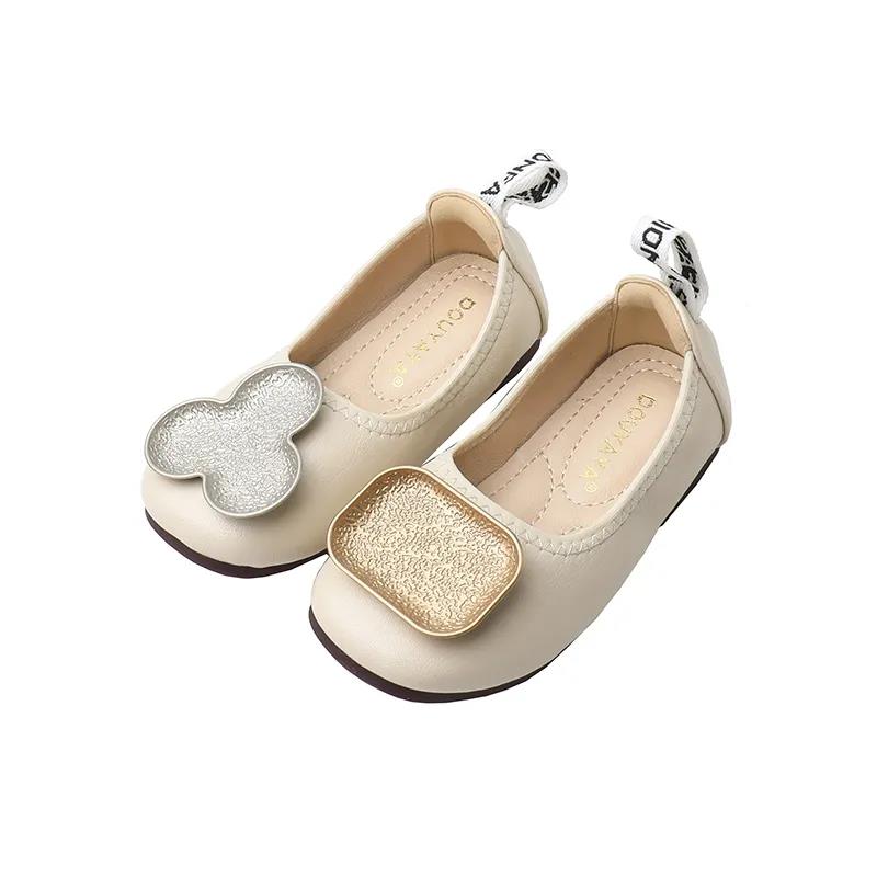 Girls' Leather Shoes Spring and Autumn Shallow Mouth Princess Single Shoes Soft-soled Shoes Children's Flat Bottom