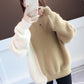 Autumn and Winter Color Mix Jacket Long Sleeve Round Neck Bottoming Shirt Fuzzy Casual  Loose Sweater