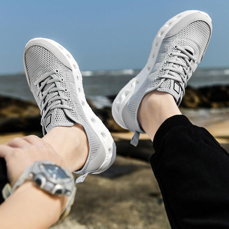 Men's Hollow Mesh Breathable Sneakers Lightweight Casual Non-Slip Sneaker Shoes