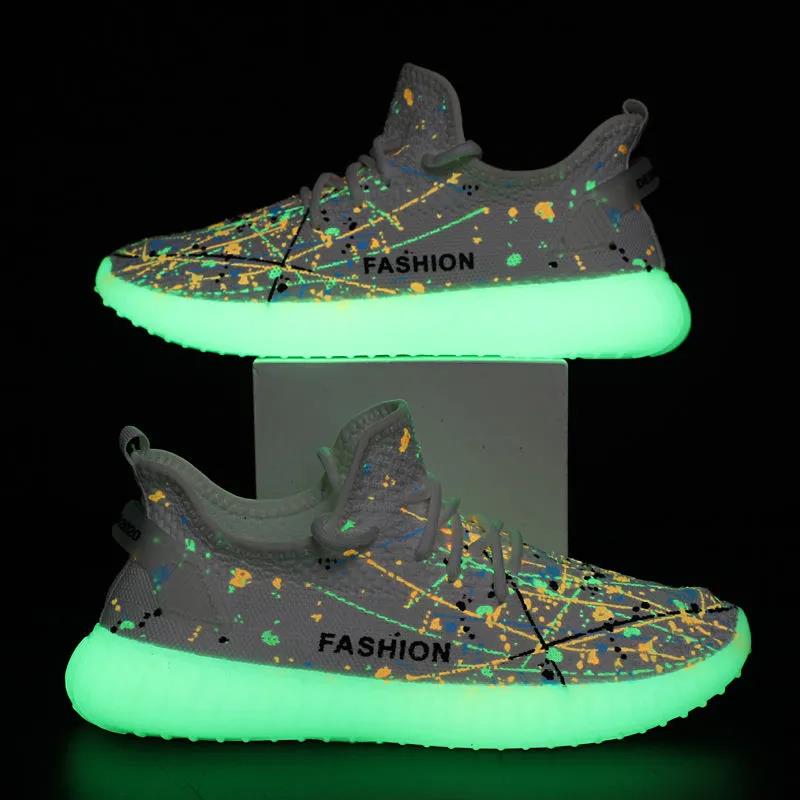Luminous Gypsophila Men's Fluorescent Shoes Students' Leisure Sports Breathable Running Net Shoes