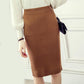 Autumn Winter Women Knitted Pencil Skirts Stretch High Waist Knee Length Slim Office Lady Bodycon