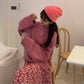 Winter solid color curly half turtleneck pullover long sleeve sweater women trend
