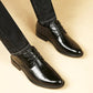 Men's Leather Shoes British Style Pointed Business Formal Leather Shoes Youth Students Comfortable Breathable Leather Shoes Wedding Groom Shoes