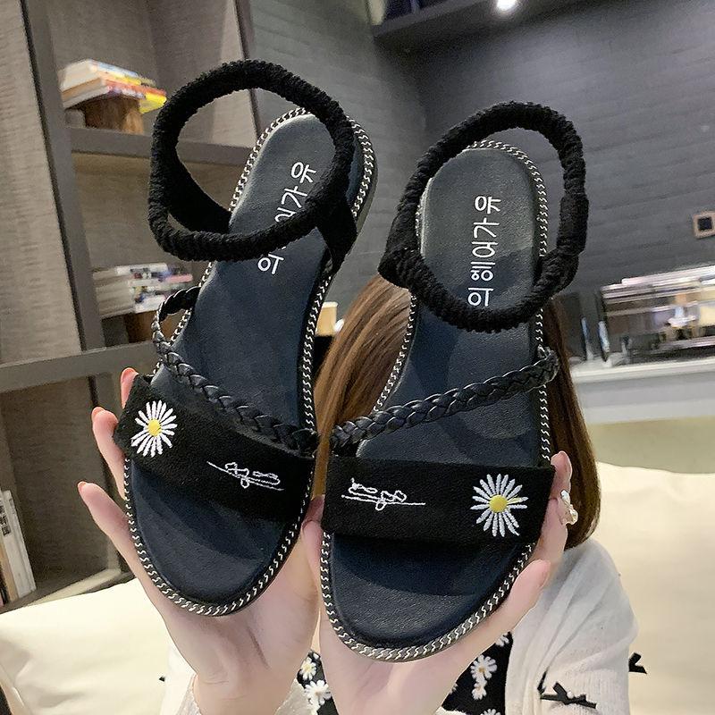 Female Summer Student Sandals Korean Style Fashion Outer Wear Non-slip Flat Shoes Small Fresh Roman Beach Shoes