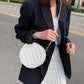 Diamond Lattice Round Bag Metal Chain Pu Leather Messenger Bag Women Outing Trip Large Capacity Crossbody Bags