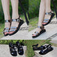 Summer Flat-bottomed Schoolgirl Sandals Flat-heel Korean Style All-match Women's Shoes Mid-heel Roman Women's Chunky Heels
