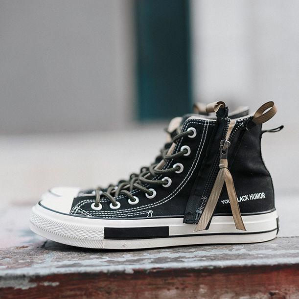 High-top ins canvas shoes men's black men's shoes British trend cloth shoes boys casual sneakers