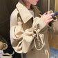 Women's Short Coat Loose and Thin All-match POLO Collar Windbreaker Women's Short Casual British Style Coat Windbreaker
