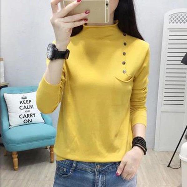 Autumn and Winter Half Turtleneck Neck Long-sleeved Sweater Loose All-match Solid Color Bottoming Shirt