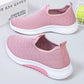Women's Slip on Flat Shoes Non-slip Soft Bottom Breathable Mesh Knitted Sneakers Casual Sports Shoes Spring and Autumn Outdoor Walking Shoes
