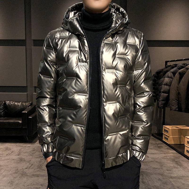 Down Jacket Male Students Korean Fashion and Handsome White Duck Down Jacket Winter Bright Face Thick Short Jacket