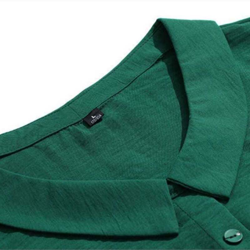 Women's Summer Long Sleeve Chiffon Shirt Printed Loose Large Size Round Neck Solid Color Top