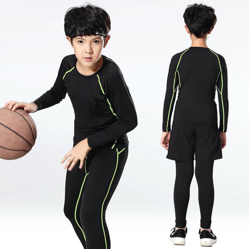 Boys Running Children Fitness Sets Gym Clothing Men Training Tights Jogging Sports Compression Wear