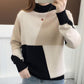 Autumn and Winter Color Matching Blouse Women's Student Long-sleeved Thick Knitted Bottoming Shirt