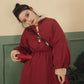 Winter Retro Furry Collar Padded Jacket Jacket Stand-up Collar Waist Padded Jacket Mid-length Red Padded Jacket Women Winter Thickening