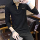 Long-sleeved T-shirt Men's Men's Polo Shirt Slim Clothes Men's Solid Color Handsome Lapel Bottoming Shirt