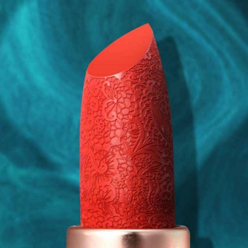 Velvet matte lipstick carved lip balm modern gold ong lasting waterproof orange red lipstick
