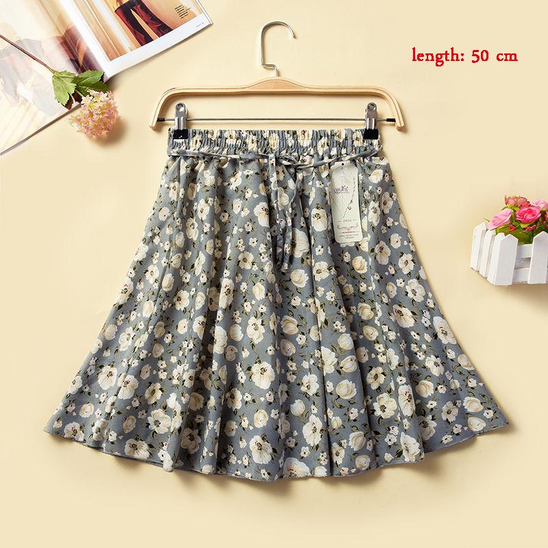 Summer Floral Printed Chiffon Women's Skirt High Waist A-line Long Skirts Female Casual Lady Skirt
