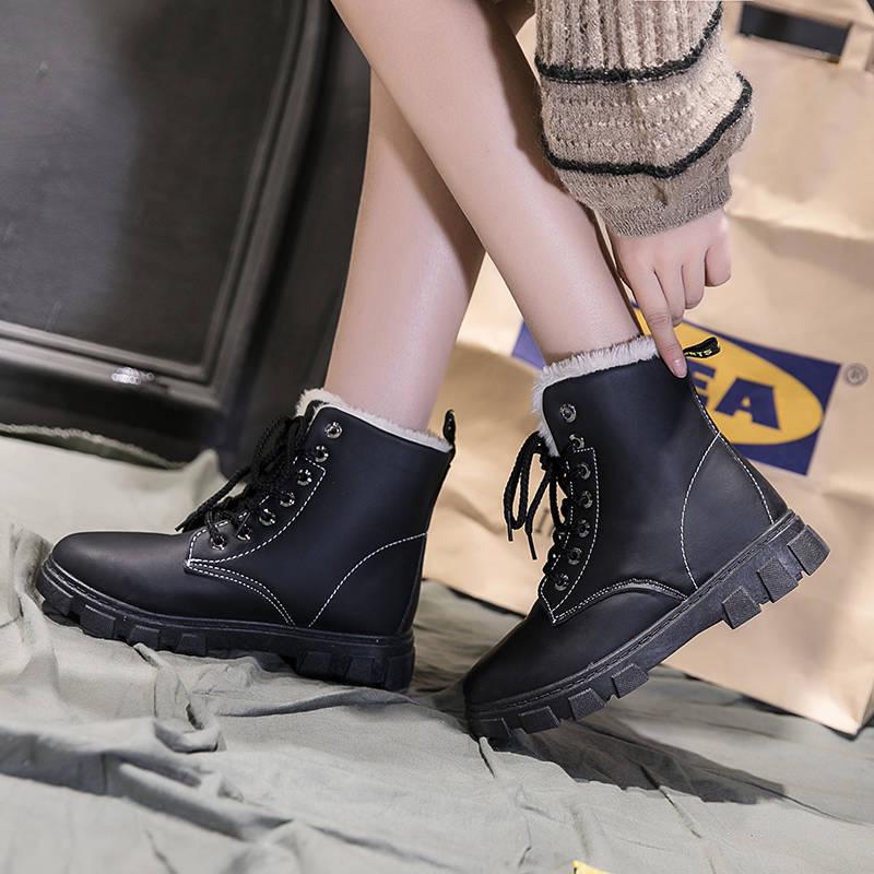 Women's Snow Boots Bottes Femme Winter Lace Up Ankle Botas 35-40 Botas De Mujer