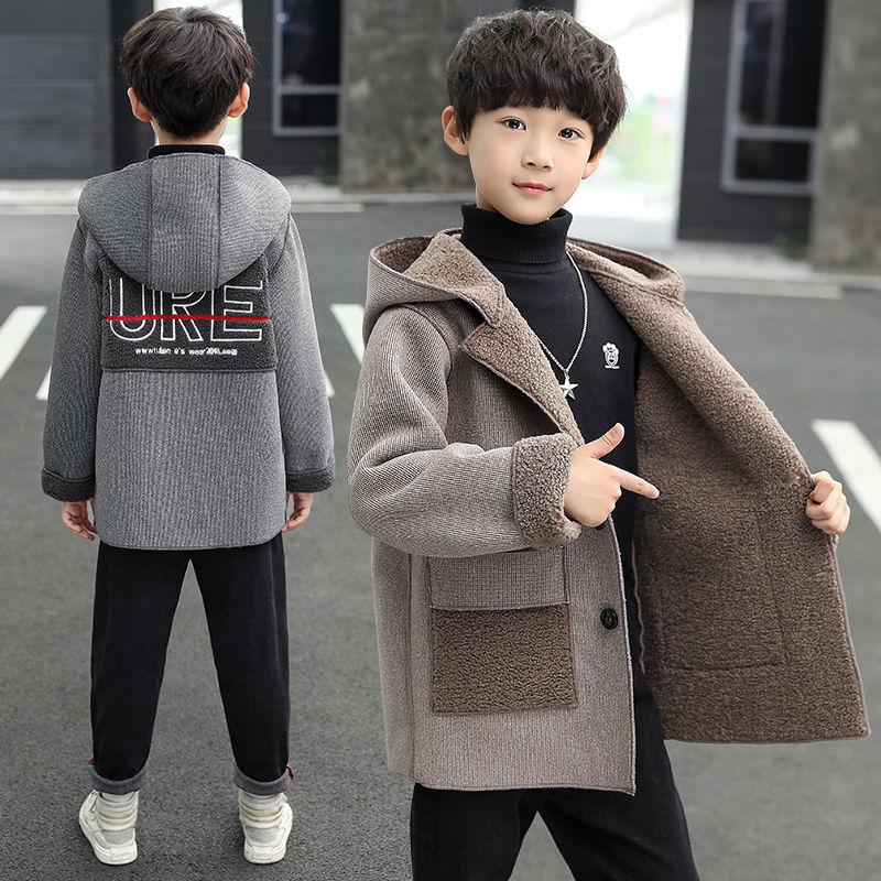Holiday Christmas Clothes Girls' Jackets Children's Double-sided  Woolen Coats Mid-length Red Fashion