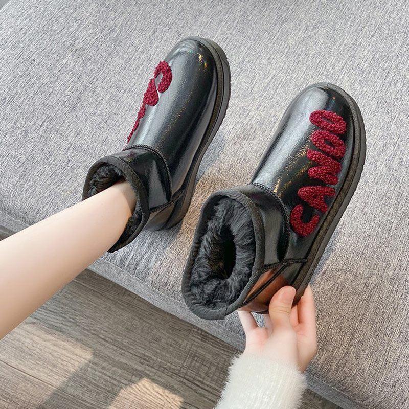 Fashion Snow Boots Women's Thick Waterproof Cotton Shoes Ladies Winter Plus Velvet To Keep Warm Students All-match Anti-ski Cotton