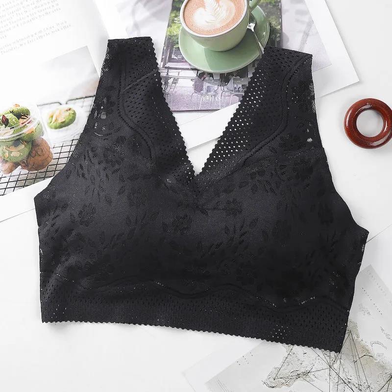 Ice Silk Breathable Lace Sexy Hollow Sports Seamless Gather No Steel Ring Beautiful Back Female Underwear Bra