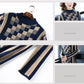 Autumn Winter Plaid Knitted Dress Women's Long  Bottoming Sweater Dress Slim High Neck Pullover Sweater with Sashes