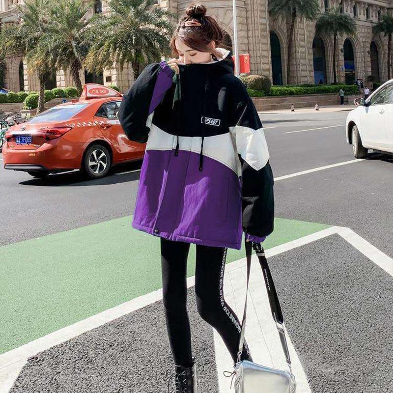 Winter Coat Women's Mid-length Student Korean Version Loose Plus Velvet Thick Coat Cotton Coat Lamb Velvet Jacket Hooded Sweater