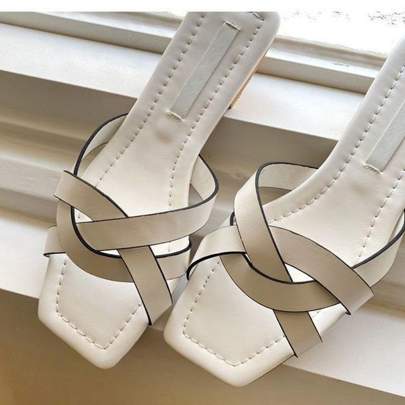 Slippers Women's Summer Flat Shoes Home Household Non-slip All-match Cross-belt Lazy Sandals Female Outer Wear