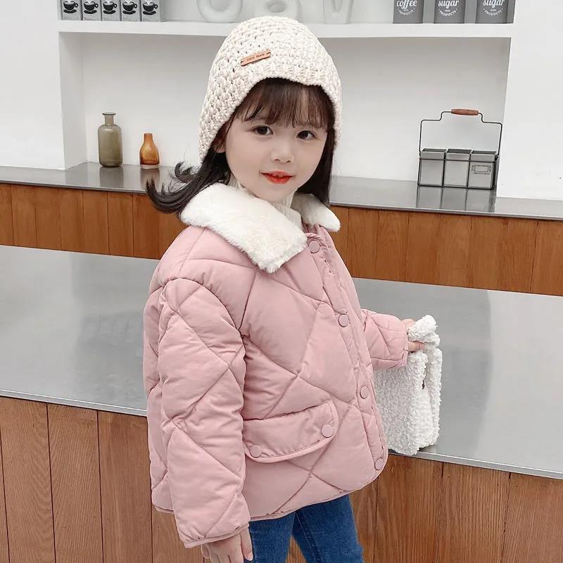 Girls' Padded Warm and Windproof Jacket Plus Velvet Thick Winter Clothes