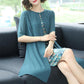 Ladies Dress Round Neck Large Size Loose Fake Two-piece Dress Chiffon Skirt Middle-aged Mother