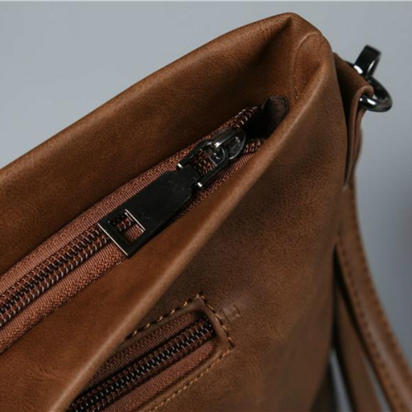 Business Briefcase Men Retro Brown Waterproof Soft Leather IPad Tote Shoulder Bags Computer Bag