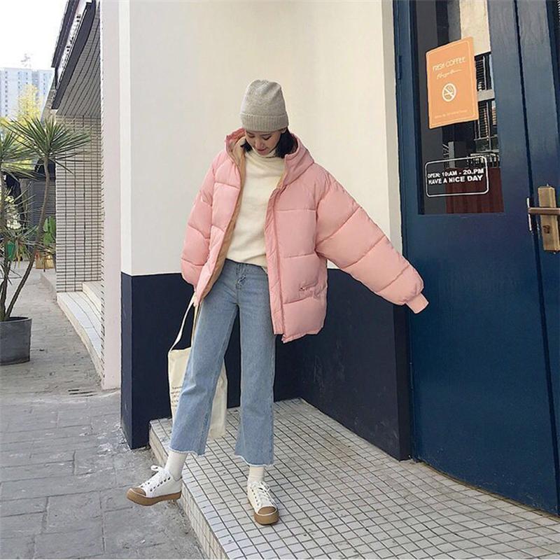 Large Size Loose Women's Hooded Padded Jacket Winter Solid Color Short Down Down Padded Jacket Thick Warm Jacket